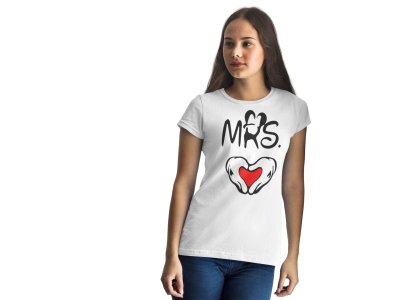 Mrs. Hearts Printed Comfy Tees for Her White- Printed T-Shirts