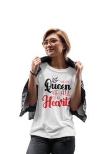 Queen of All Hearts Cute Fancy White Printed T-Shirts