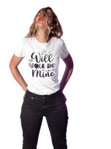 Will You Be Mine Printed White T-Shirts