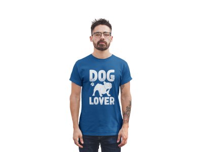 Dog lover White Text- printed stylish Black cotton tshirt- tshirts for men