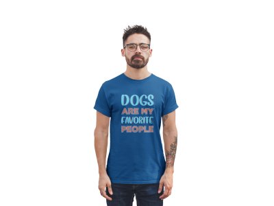 Dogs are my favorite people Blue And Red Orange- printed stylish Black cotton tshirt- tshirts for men