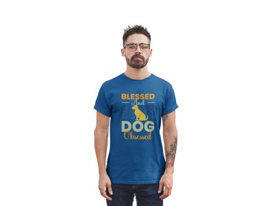 Blessed and dog obsessed - printed stylish Black cotton tshirt- tshirts for men