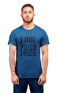 Boop that nose -Blue-printed cotton t-shirt - comfortable, stylish