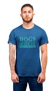 Dogs never lie - printed stylish Black cotton tshirt- tshirts for men