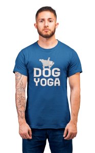 Dog Yoga - printed stylish Black cotton tshirt- tshirts for men
