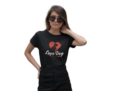 Love dog - Black- printed cotton t-shirt - comfortable, stylish