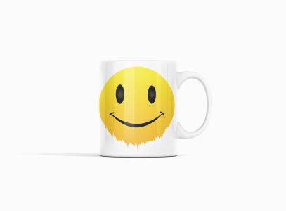 Faded Smile Emoji- emoji printed ceramic white coffee and tea mugs/ cups for emoji lover people