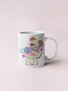 Cute Puppy Illustration  - pets themed printed ceramic white coffee and tea mugs/ cups for pets lover people