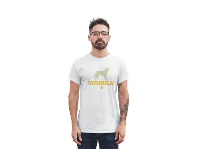 Dogholic - printed stylish White cotton tshirt- tshirts for men