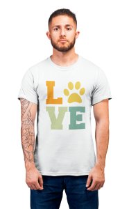 Love dog - printed stylish White cotton tshirt- tshirts for men