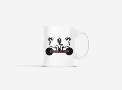 Bodybuilding Hardwork, A Girl Lifts Dumble, Bodybuilding (Cherry, Peech) - gym themed printed ceramic white coffee and tea mugs/ cups for gym lovers