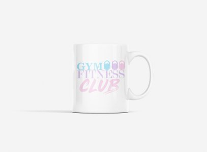 Gym, Fitness, Club, (BG White, Violet, Pink) - gym themed printed ceramic white coffee and tea mugs/ cups for gym loverss