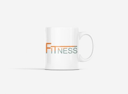 Fitness, (BG Orange and Grey) - gym themed printed ceramic white coffee and tea mugs/ cups for gym lovers