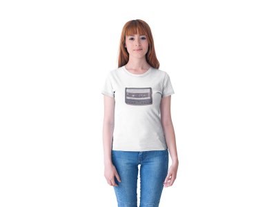 Cassette- musted White - Women's printed T-shirt - comfortable round neck Cotton