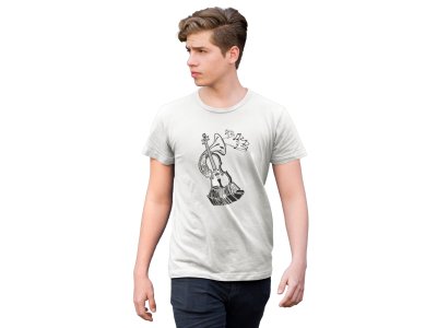Muiscal instrument - White - Men's - printed T-shirt - comfortable round neck Cotton