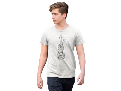 Violin - White - Men's - printed T-shirt - comfortable round neck Cotton