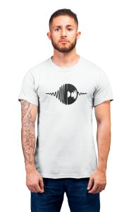 Music disk - White - Men's - printed T-shirt - comfortable round neck Cotton