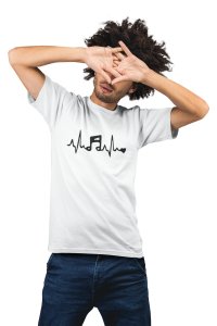Music is my life- White - Men's - printed T-shirt - comfortable round neck Cotton
