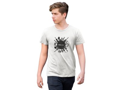 Music background - White - Men's - printed T-shirt - comfortable round neck Cotton