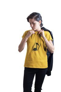 Musical Nodes - Yellow - Women's - printed T-shirt - comfortable round neck Cotton