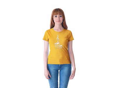 Tabla - Yellow - Women's - printed T-shirt - comfortable round neck Cotton