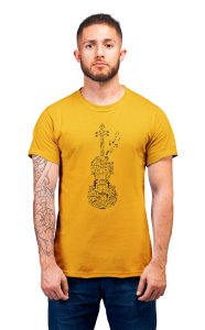 Violin -Yellow - Men's - printed T-shirt - comfortable round neck Cotton