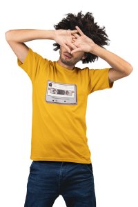 Radio Casstte-Yellow - Men's - printed T-shirt - comfortable round neck Cotton