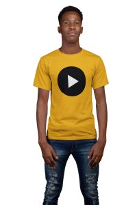 Play button -Yellow - Men's - printed T-shirt - comfortable round neck Cotton