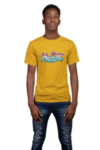 Music (BG Grey color )-Yellow - Men's - printed T-shirt - comfortable round neck Cotton