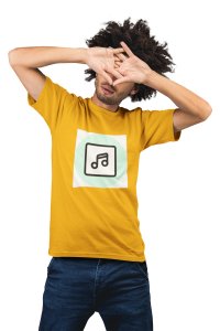 Musical Note -Yellow - Men's - printed T-shirt - comfortable round neck Cotton