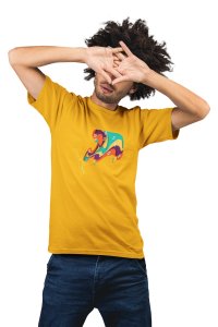 Saxophone Music Notes-Yellow - Men's - printed T-shirt - comfortable round neck Cotton