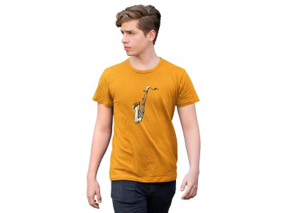 Saxophone-Yellow - Men's - printed T-shirt - comfortable round neck Cotton