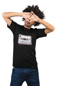 Radio Casstte-Black- Men's - printed T-shirt - comfortable round neck Cotton