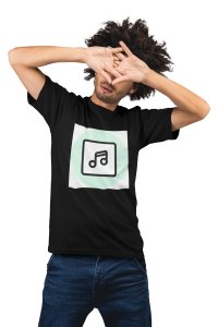 Musical Note -Black- Men's - printed T-shirt - comfortable round neck Cotton