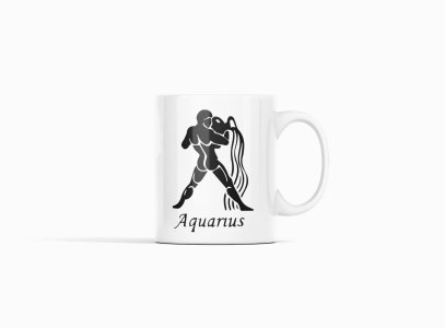 Aquarius symbol- zodiac themed printed ceramic white coffee and tea mugs/ cups for astrology lovers