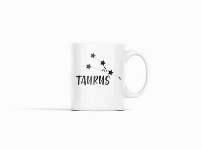 Tauraus stars- zodiac themed printed ceramic white coffee and tea mugs/ cups for astrology lovers