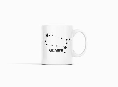 Gemini stars- zodiac themed printed ceramic white coffee and tea mugs/ cups for astrology lovers