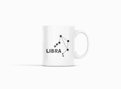 Libra stars- zodiac themed printed ceramic white coffee and tea mugs/ cups for astrology lovers
