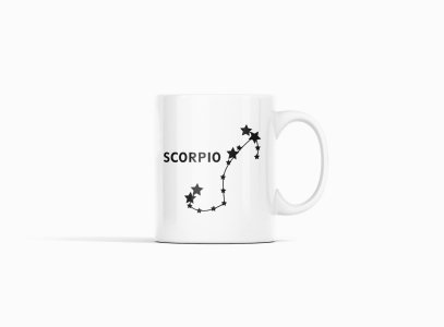 Scorpio stars- zodiac themed printed ceramic white coffee and tea mugs/ cups for astrology lovers