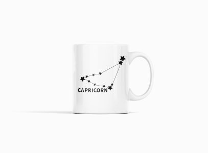 Capricorn stars- zodiac themed printed ceramic white coffee and tea mugs/ cups for astrology lovers