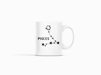 Picses stars- zodiac themed printed ceramic white coffee and tea mugs/ cups for astrology lovers