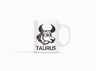 Taurus symbol design (BG Black) - Zodiac Sign Printed Coffee Mugs For Astrology Lovers