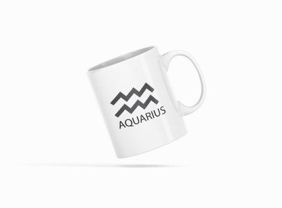Aquarius - zodiac themed printed ceramic white coffee and tea mugs/ cups for astrology lovers