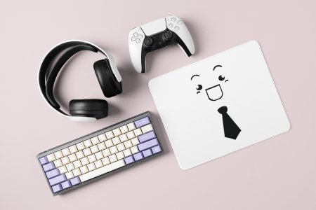 Open Mouth with a Tie Emoji- Emoji Printed Mousepad For Emoji Lovers