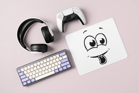 Baby Tongue Emoji -(BG Black)- Emoji Printed Mousepad For Emoji Lovers