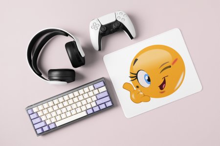 Blink a wink Emoji - Emoji Printed Mousepad For Emoji Lovers
