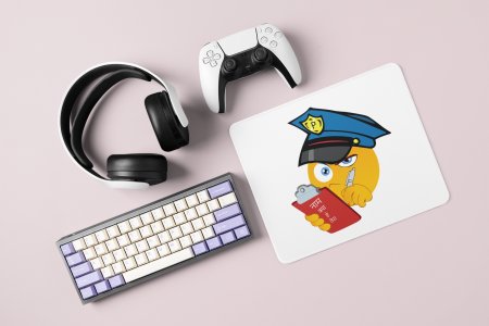 Please be Aware, Police is Here Emoji- Emoji Printed Mousepad For Emoji Lovers