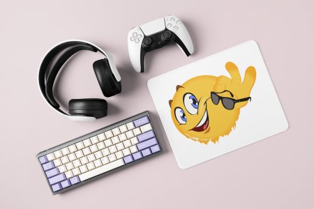 Happy Emoji removing glasses- Emoji Printed Mousepad For Emoji Lovers