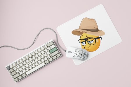 Pouting Emoji with Hat Printed- Emoji Printed Mousepad For Emoji Lovers