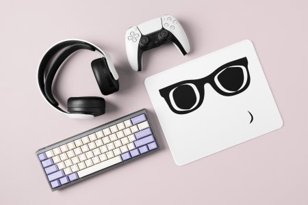 Black and White Glasses Emoji- Emoji Printed Mousepad For Emoji Lovers